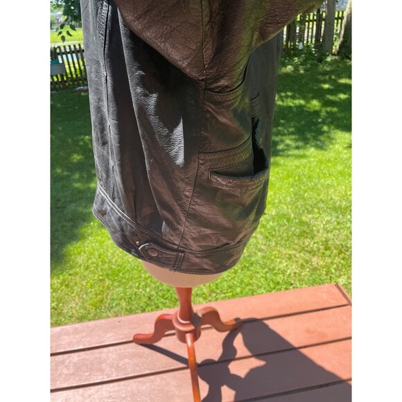 Vintage Versi Pelle By M. Julian Black Genuine Leather Jacket With Asymmetrical - Picture 10 of 12